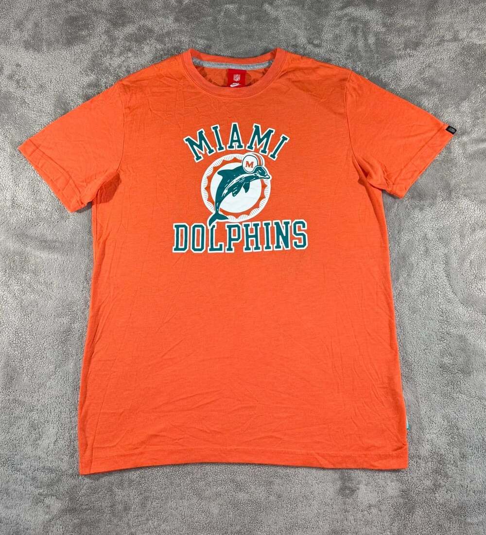Nike Vintage 90’s Miami Dolphins T-Shirt Size L Orange NFL Football Graphic Tee